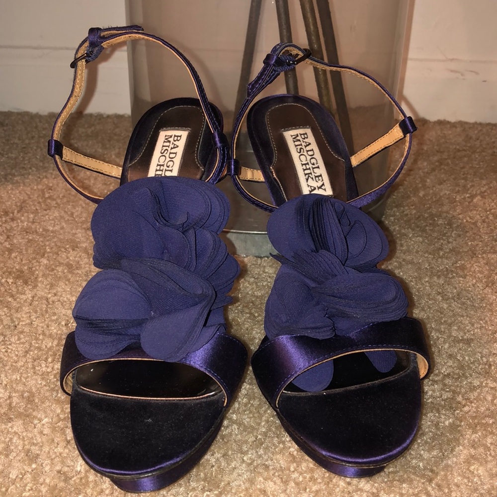 Badgley Mischka Randee Satin Purple Heels